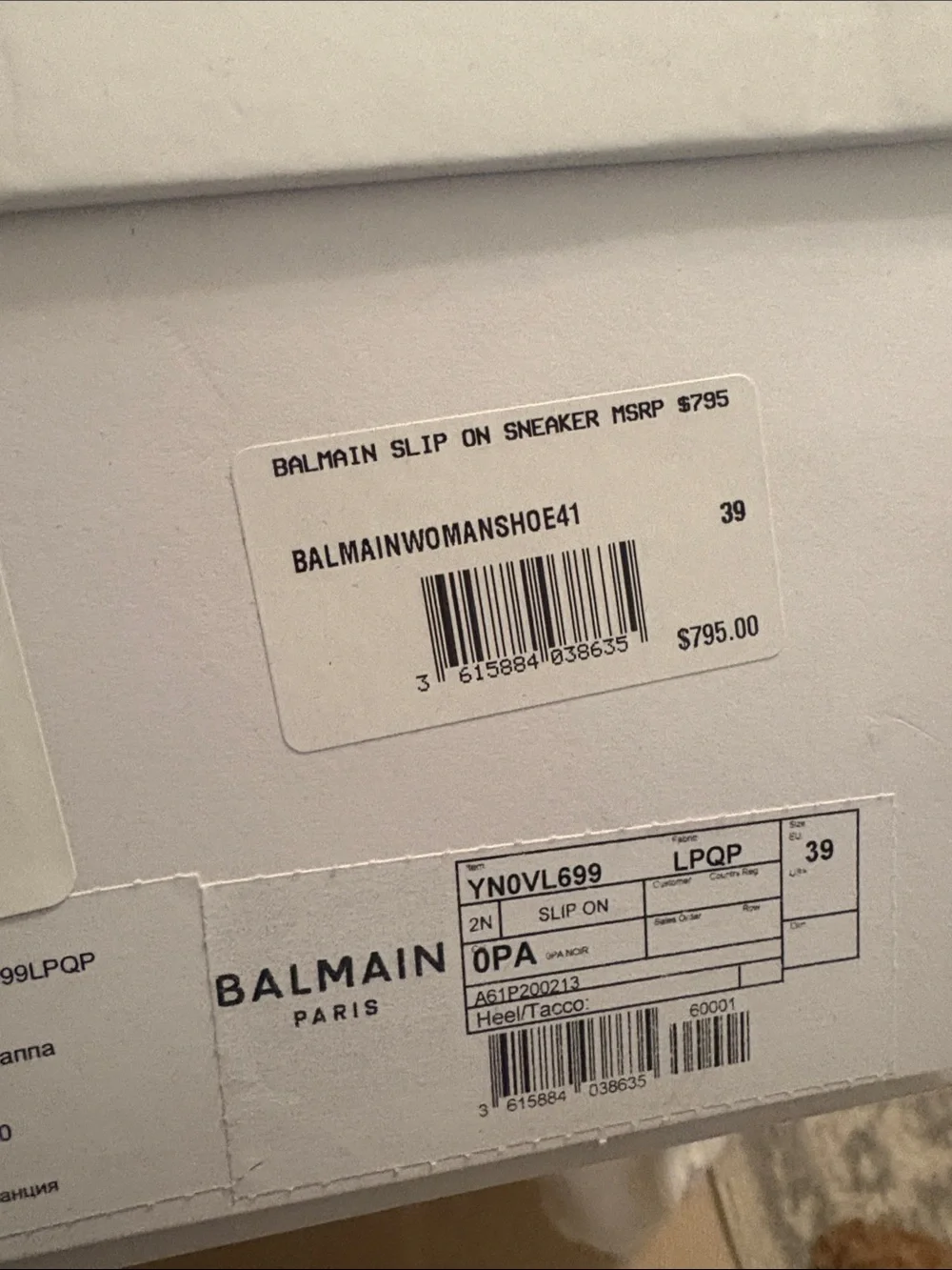 Balmain Black Leather Quilted Slip-On nwt
